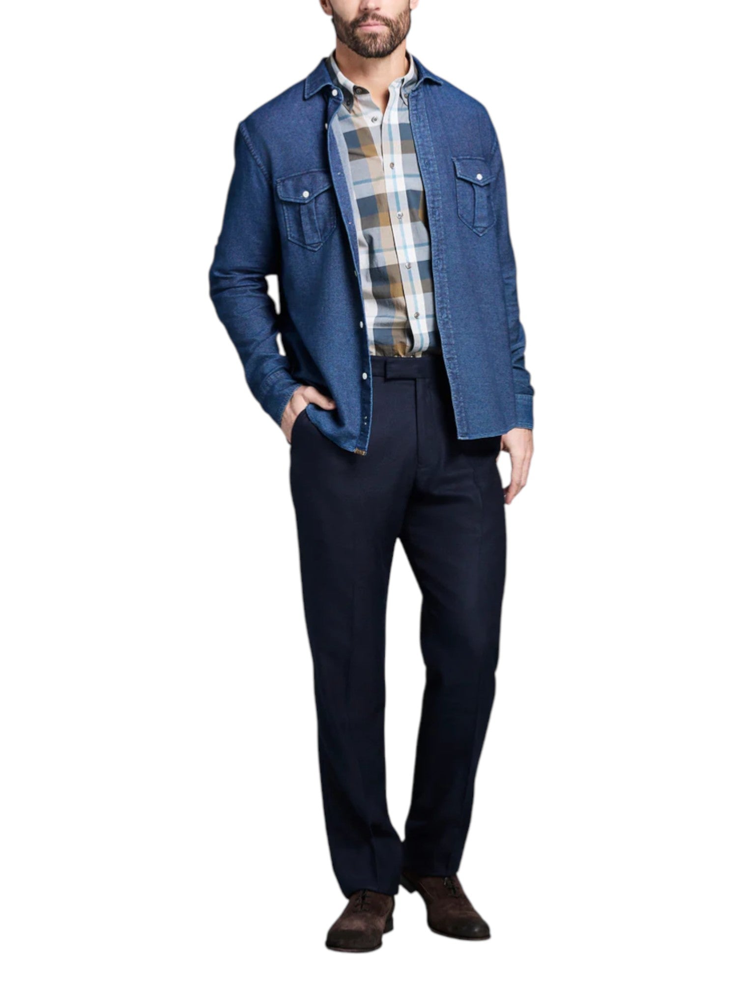 COTTON DOBBY SCOUT SHIRT - L.E. & Chalk