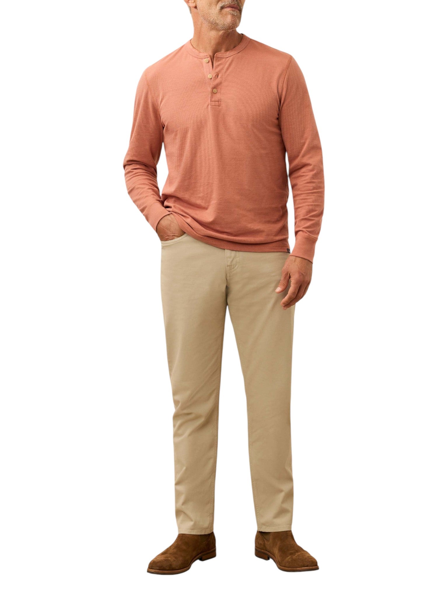 LONG SLEEVE WAFFLE HENLEY - L.E. & Chalk
