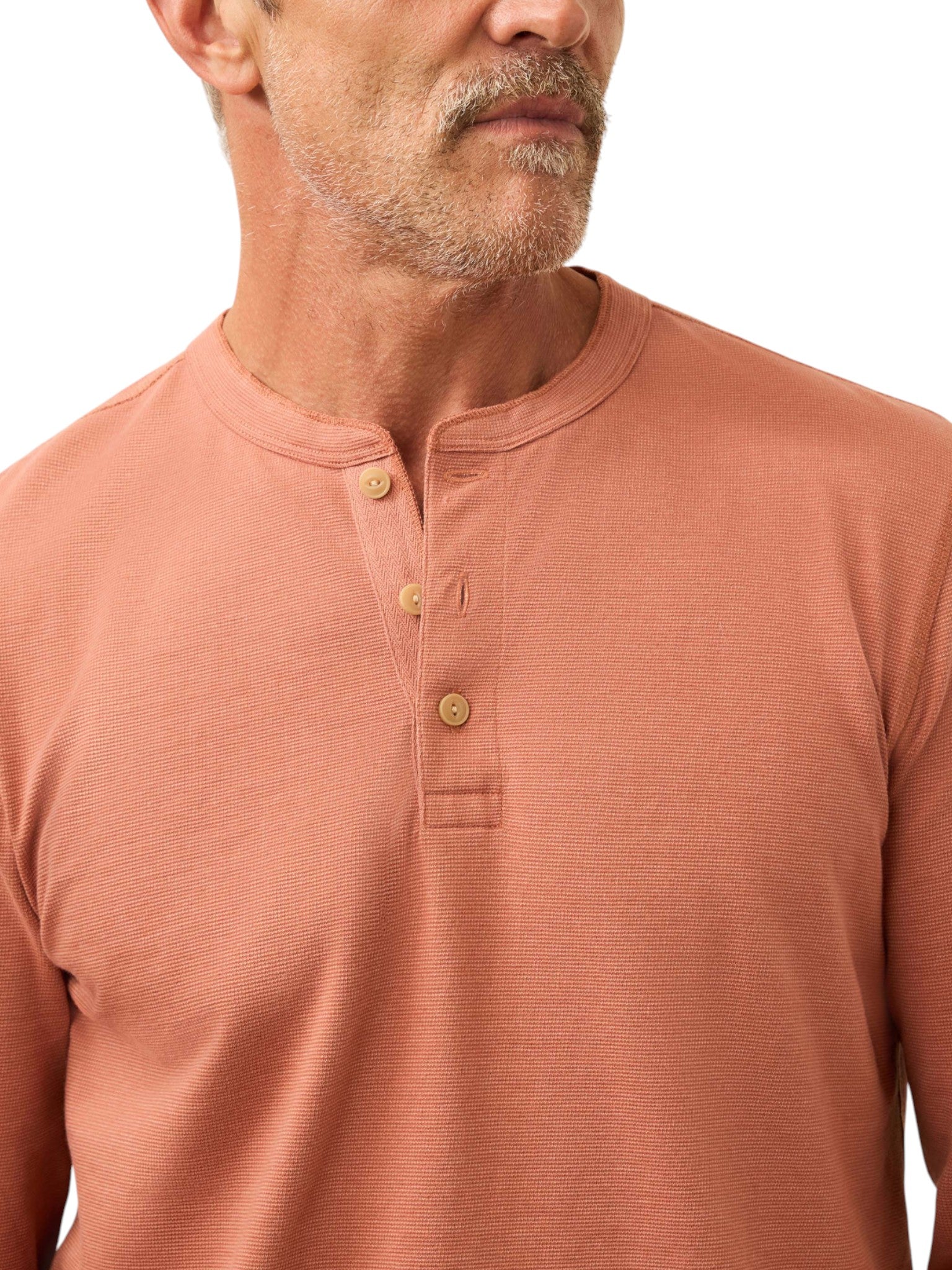 LONG SLEEVE WAFFLE HENLEY - L.E. & Chalk