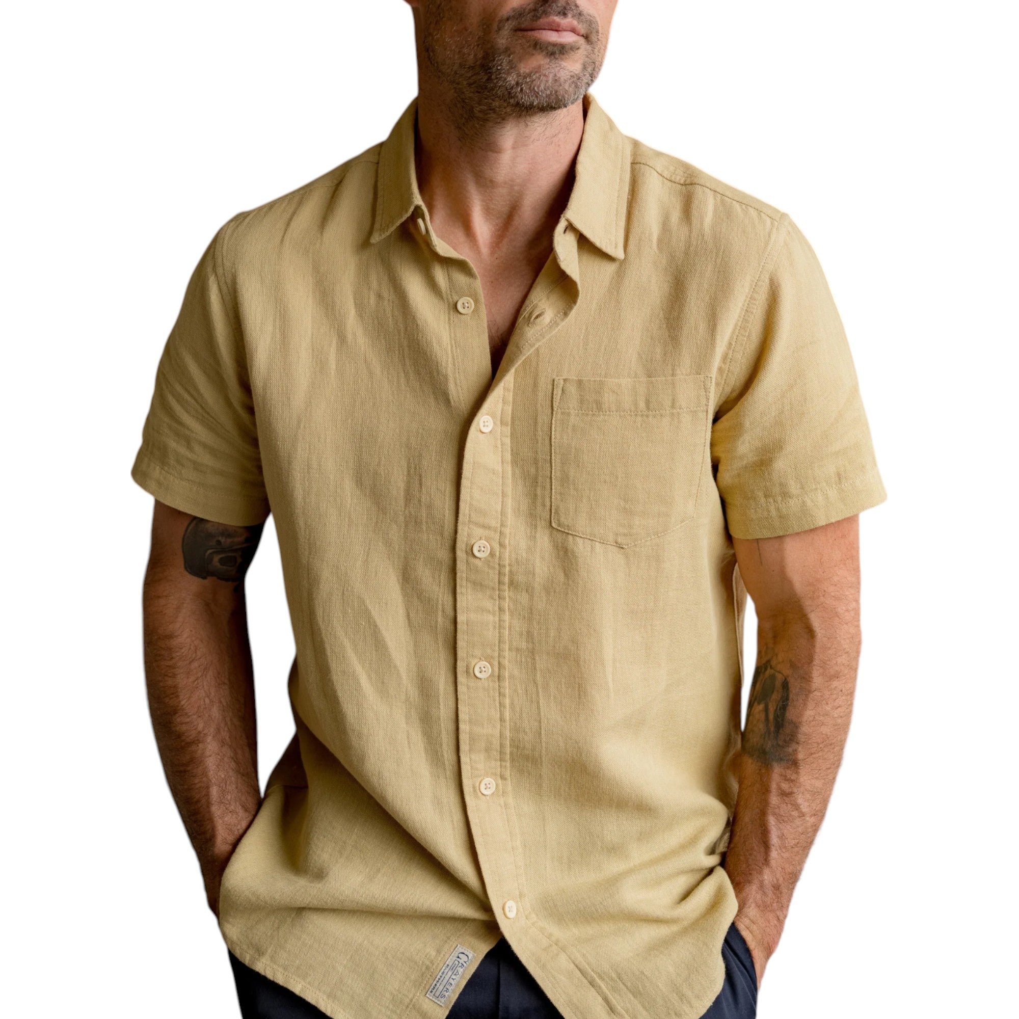 AMALFI TEXTURED HEMP LINEN SS SHIRT - L.E. & Chalk