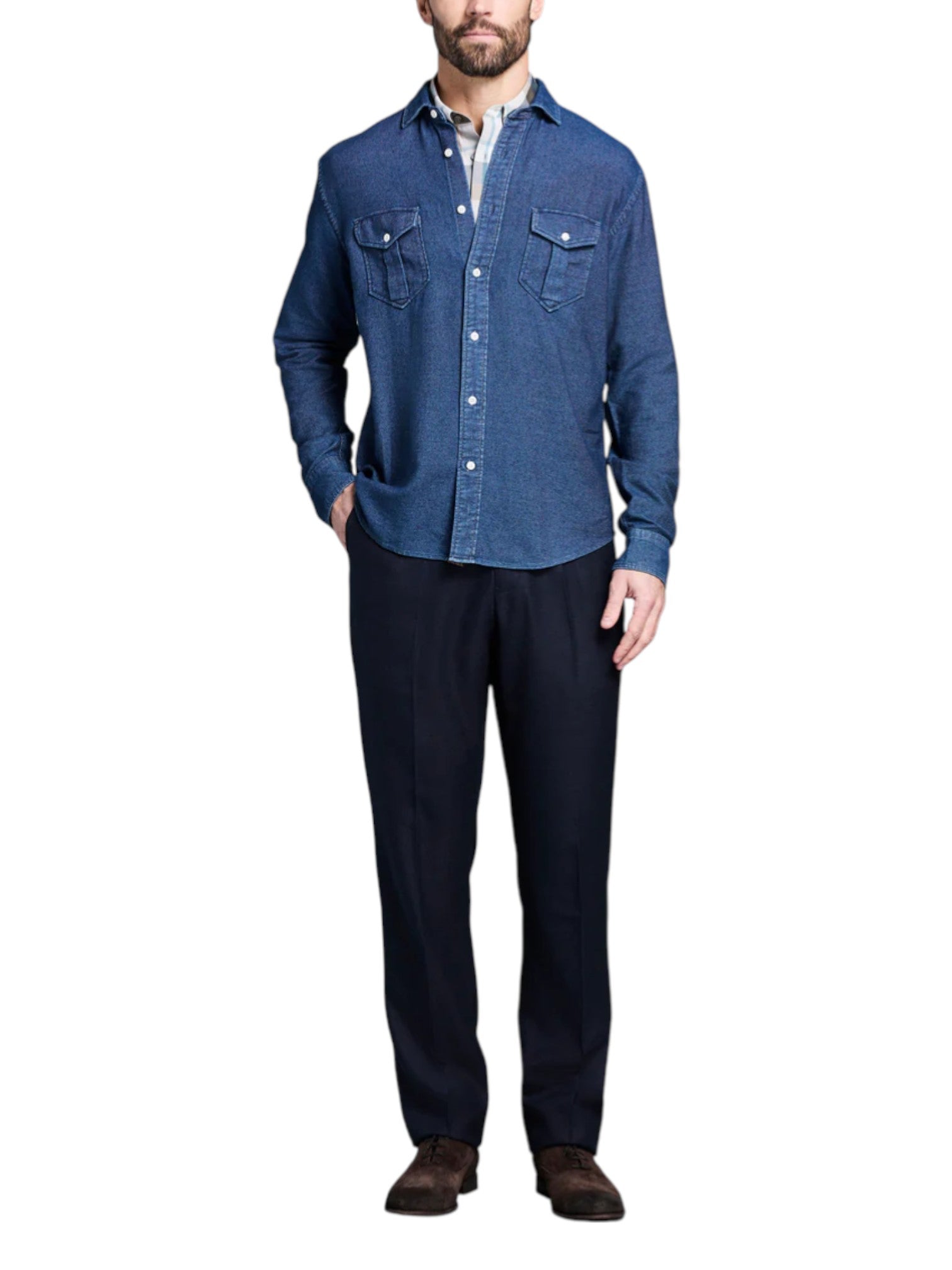 COTTON DOBBY SCOUT SHIRT - L.E. &amp; Chalk