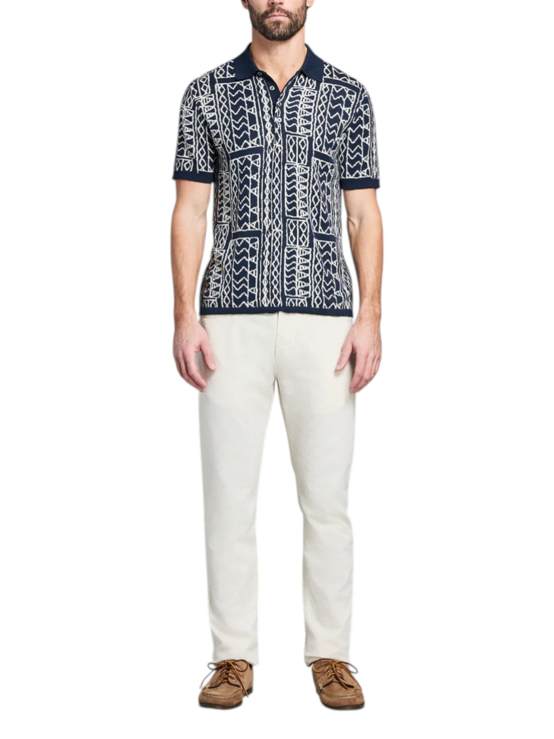 GEO STITCH SWEATER POLO