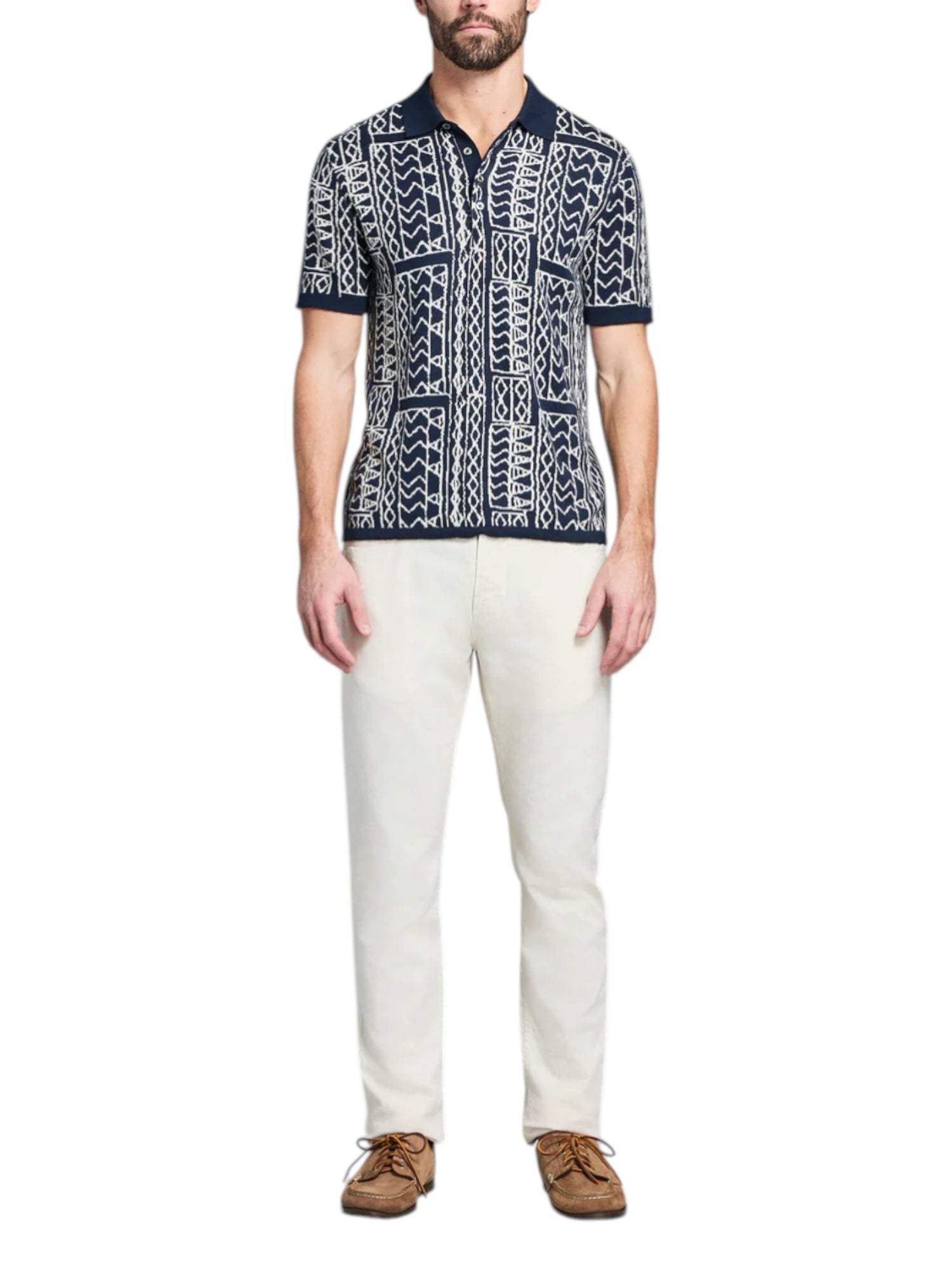 GEO STITCH SWEATER POLO