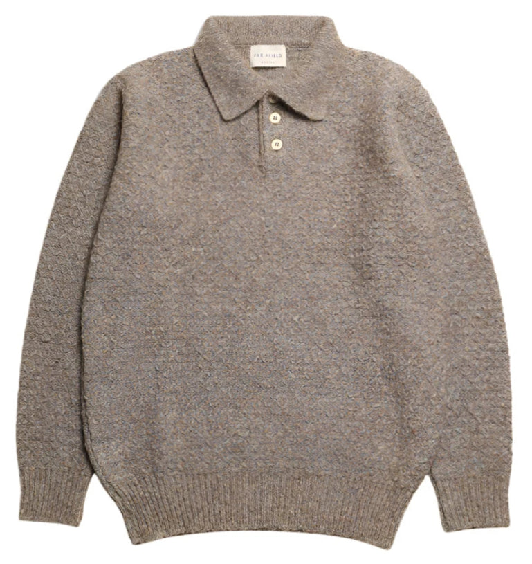 KIER KNITTED DIAMOND CABLE POLO - L.E. &amp; Chalk