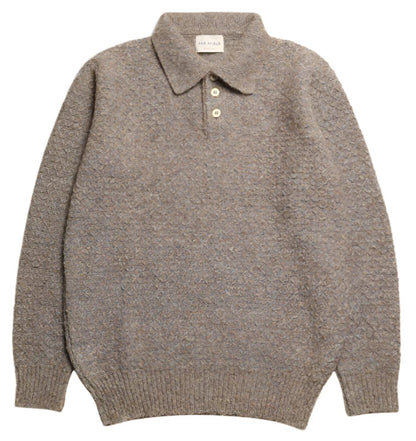 KIER KNITTED DIAMOND CABLE POLO - L.E. &amp; Chalk