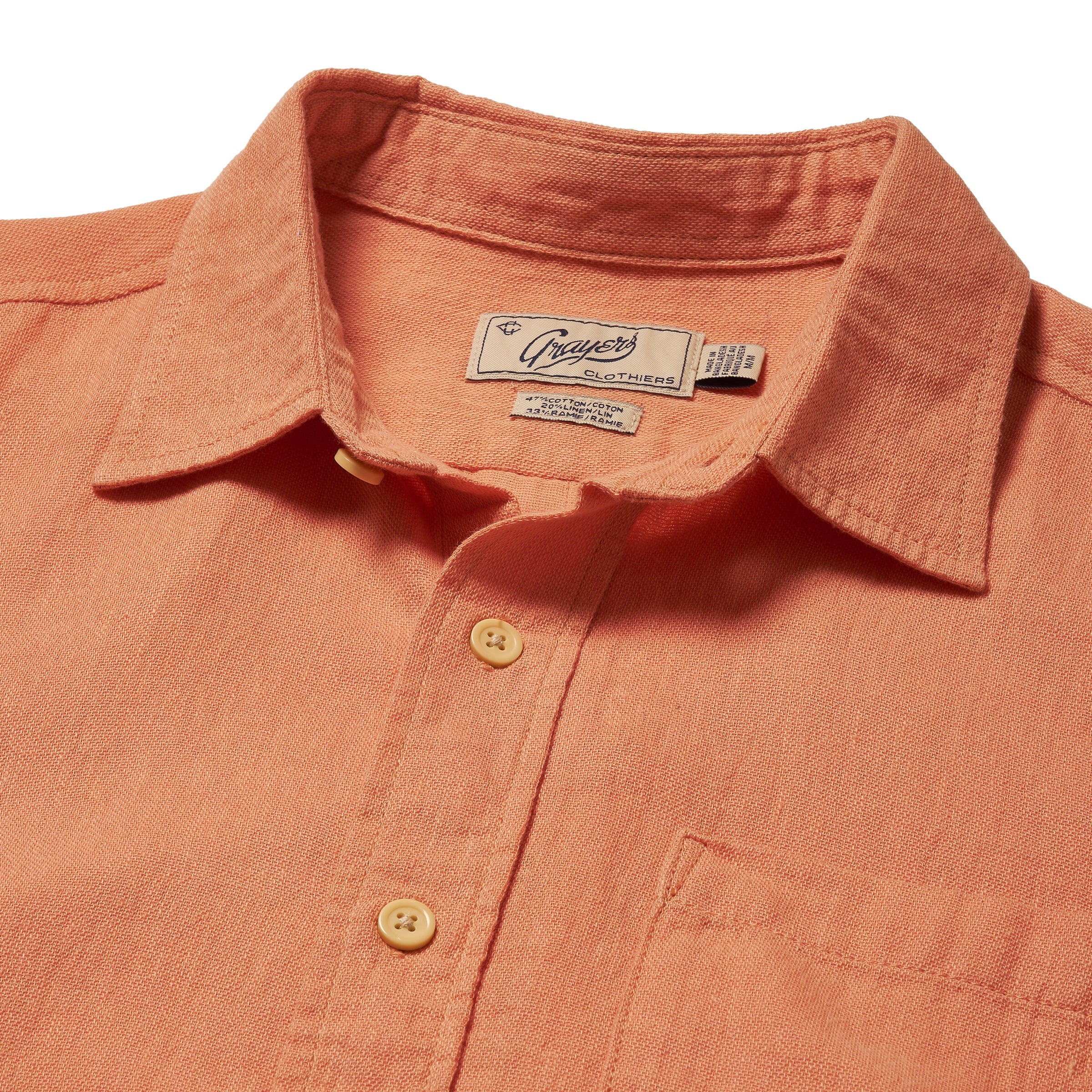 AMALFI TEXTURED HEMP LINEN SS SHIRT - L.E. &amp; Chalk