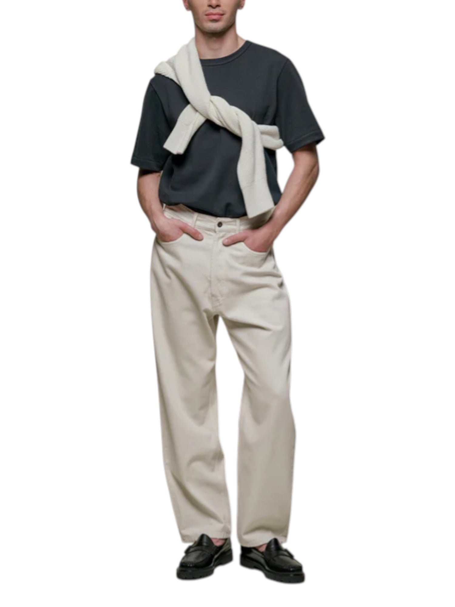 214PK Loopwheeled Relaxed Fit Pikée T-Shirt - L.E. &amp; Chalk