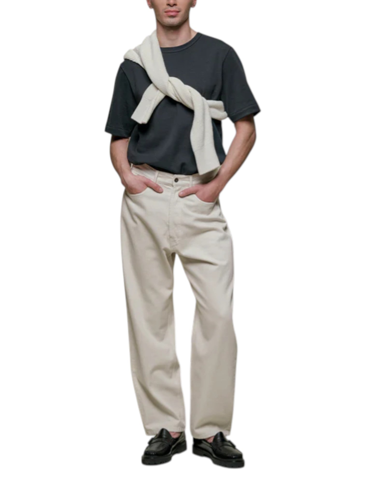 214PK Loopwheeled Relaxed Fit Pikée T-Shirt - L.E. &amp; Chalk