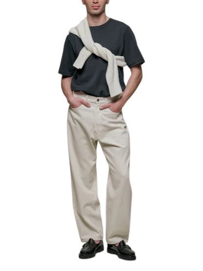 214PK Loopwheeled Relaxed Fit Pikée T-Shirt - L.E. &amp; Chalk