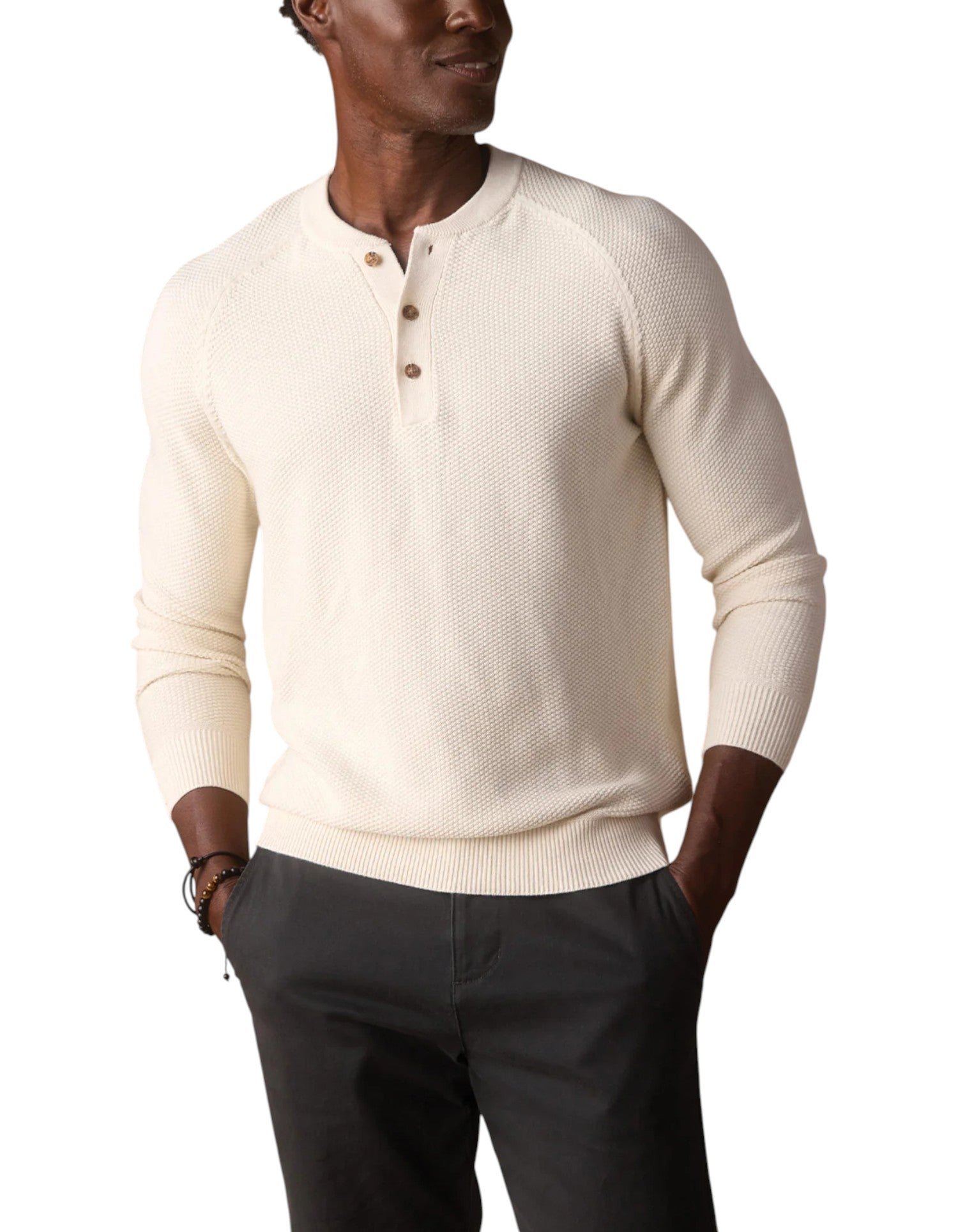 COOLMAX TEXTURED SWEATER HENLEY - L.E. &amp; Chalk