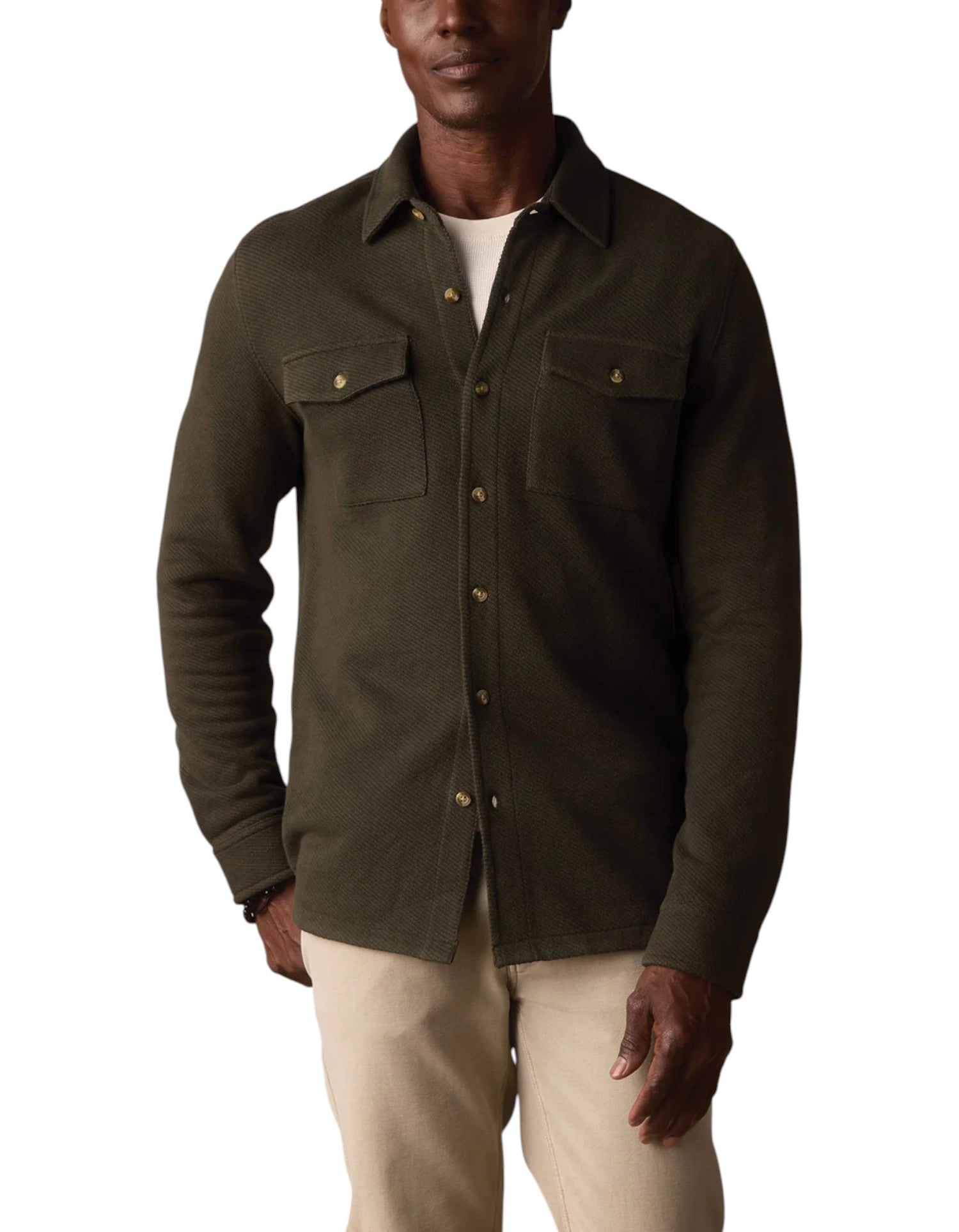 LOOPED TERRY BUTTON UP - L.E. &amp; Chalk