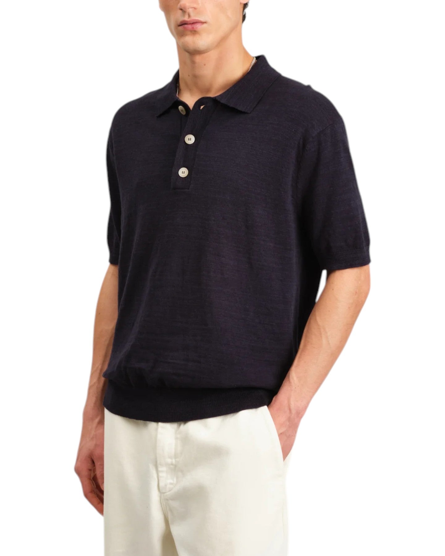 TURIN POLO SLUB COTTON LINEN - L.E. &amp; Chalk
